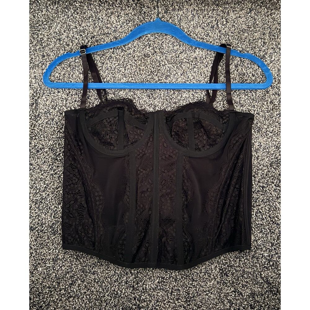 Black Lace Bustier Corset Top Size Large NWT